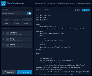 Thumbnail preview of the FilesConcatenator Studio Interface.