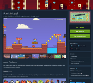Screenshot of the game page.