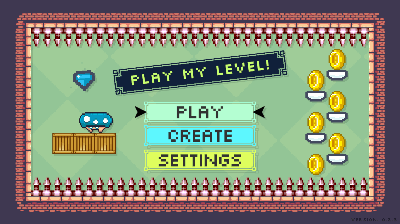 Main menu of the PlayMyLevel game